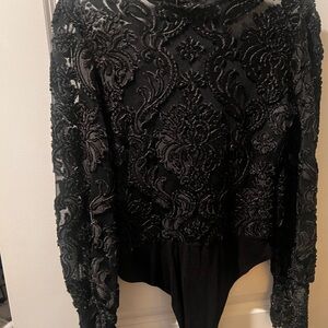 Elegant Black Lace Bodysuit
